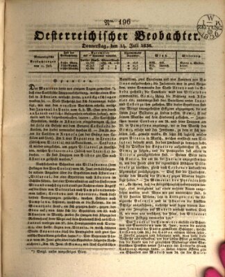 Der Oesterreichische Beobachter Donnerstag 14. Juli 1836