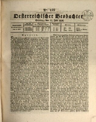 Der Oesterreichische Beobachter Sonntag 17. Juli 1836