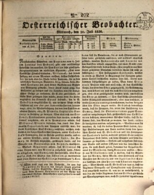 Der Oesterreichische Beobachter Mittwoch 20. Juli 1836