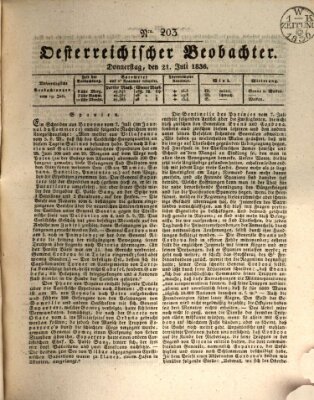 Der Oesterreichische Beobachter Donnerstag 21. Juli 1836