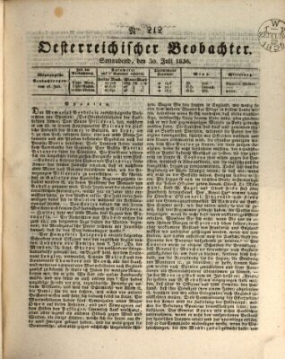 Der Oesterreichische Beobachter Samstag 30. Juli 1836