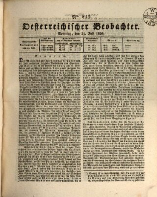 Der Oesterreichische Beobachter Sonntag 31. Juli 1836