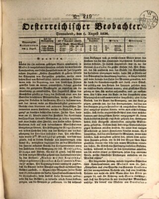 Der Oesterreichische Beobachter Samstag 6. August 1836