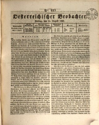 Der Oesterreichische Beobachter Freitag 12. August 1836