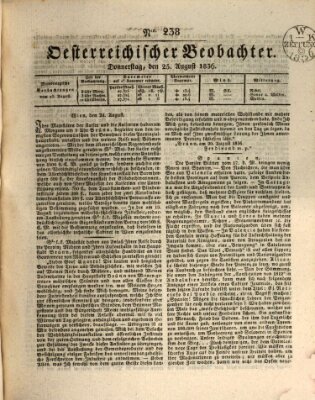 Der Oesterreichische Beobachter Donnerstag 25. August 1836