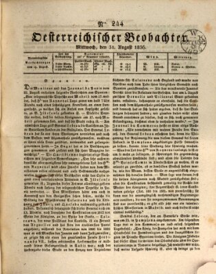 Der Oesterreichische Beobachter Mittwoch 31. August 1836