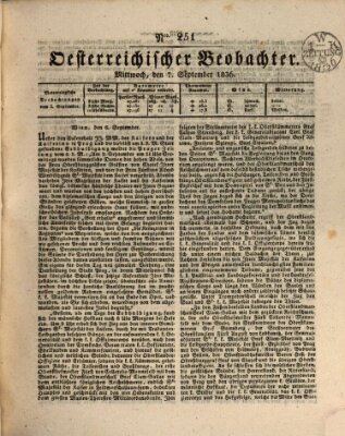 Der Oesterreichische Beobachter Mittwoch 7. September 1836