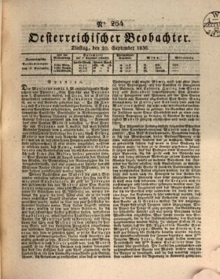 Der Oesterreichische Beobachter Dienstag 20. September 1836