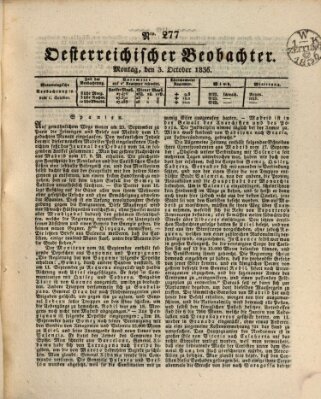 Der Oesterreichische Beobachter Montag 3. Oktober 1836