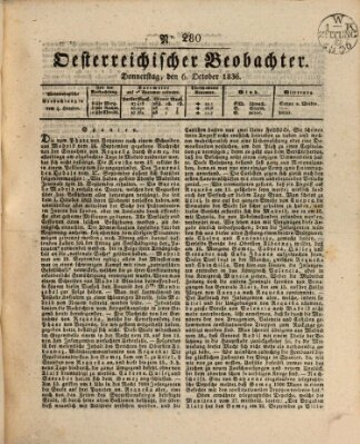 Der Oesterreichische Beobachter Donnerstag 6. Oktober 1836