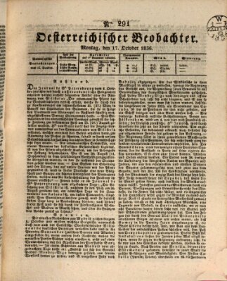 Der Oesterreichische Beobachter Montag 17. Oktober 1836