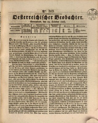 Der Oesterreichische Beobachter Samstag 29. Oktober 1836