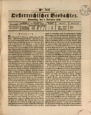 Der Oesterreichische Beobachter Donnerstag 3. November 1836