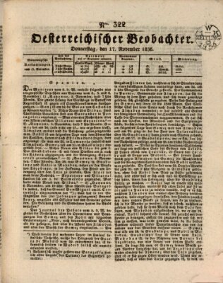 Der Oesterreichische Beobachter Donnerstag 17. November 1836