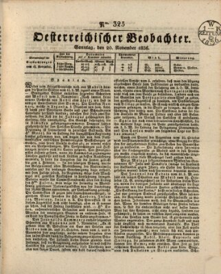 Der Oesterreichische Beobachter Sonntag 20. November 1836