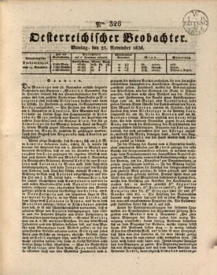 Der Oesterreichische Beobachter Montag 21. November 1836