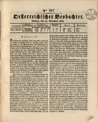 Der Oesterreichische Beobachter Dienstag 22. November 1836