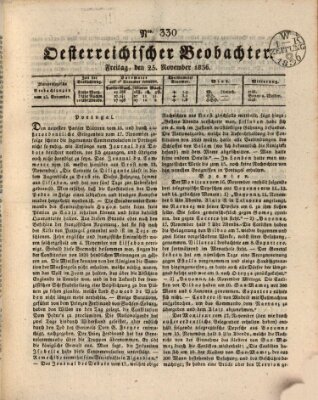 Der Oesterreichische Beobachter Freitag 25. November 1836