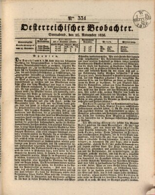 Der Oesterreichische Beobachter Samstag 26. November 1836