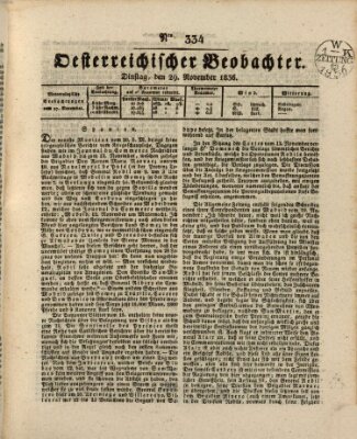 Der Oesterreichische Beobachter Dienstag 29. November 1836