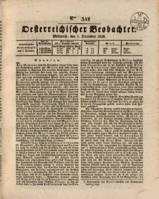 Der Oesterreichische Beobachter Mittwoch 7. Dezember 1836