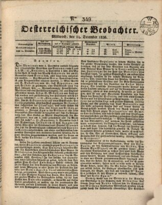 Der Oesterreichische Beobachter Mittwoch 14. Dezember 1836