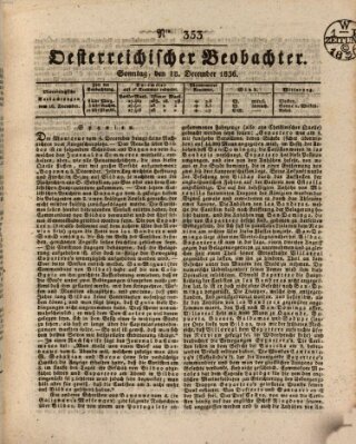 Der Oesterreichische Beobachter Sonntag 18. Dezember 1836