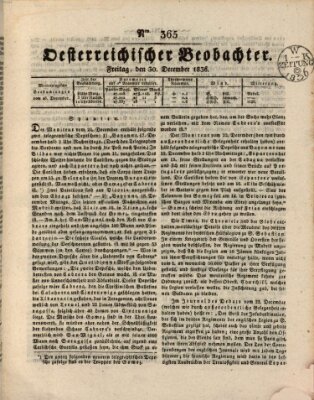 Der Oesterreichische Beobachter Freitag 30. Dezember 1836