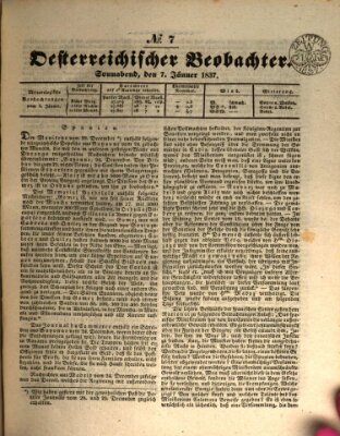 Der Oesterreichische Beobachter Samstag 7. Januar 1837