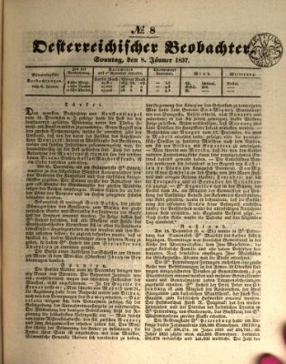 Der Oesterreichische Beobachter Sonntag 8. Januar 1837