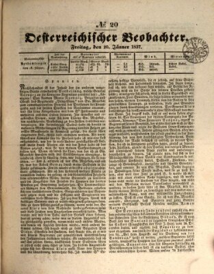 Der Oesterreichische Beobachter Freitag 20. Januar 1837