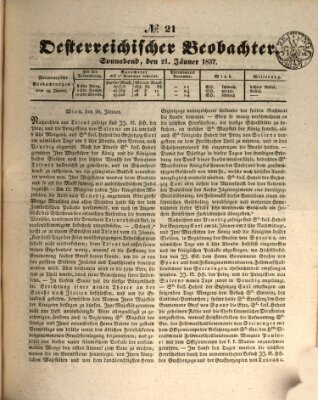 Der Oesterreichische Beobachter Samstag 21. Januar 1837