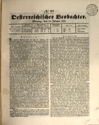 Der Oesterreichische Beobachter Montag 23. Januar 1837