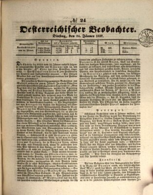 Der Oesterreichische Beobachter Dienstag 24. Januar 1837