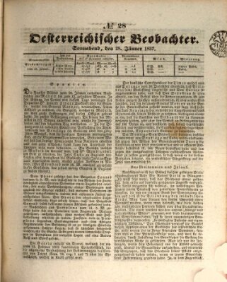 Der Oesterreichische Beobachter Samstag 28. Januar 1837