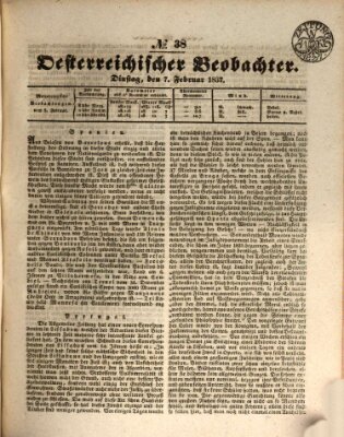 Der Oesterreichische Beobachter Dienstag 7. Februar 1837