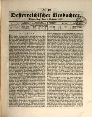 Der Oesterreichische Beobachter Donnerstag 9. Februar 1837