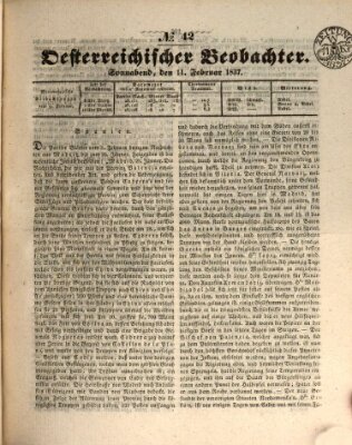 Der Oesterreichische Beobachter Samstag 11. Februar 1837