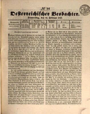 Der Oesterreichische Beobachter Donnerstag 23. Februar 1837