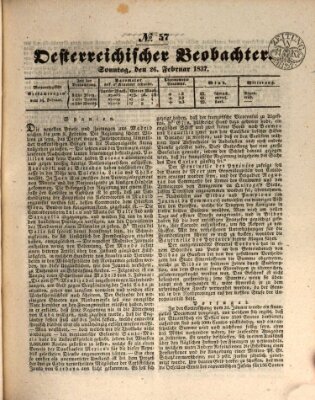 Der Oesterreichische Beobachter Sonntag 26. Februar 1837