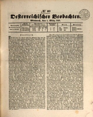 Der Oesterreichische Beobachter Mittwoch 1. März 1837