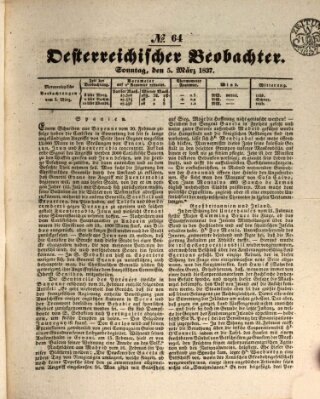 Der Oesterreichische Beobachter Sonntag 5. März 1837