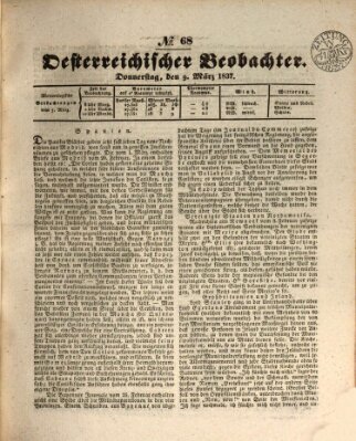 Der Oesterreichische Beobachter Donnerstag 9. März 1837