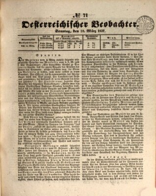 Der Oesterreichische Beobachter Sonntag 12. März 1837