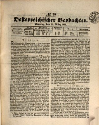 Der Oesterreichische Beobachter Sonntag 19. März 1837