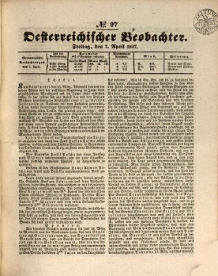 Der Oesterreichische Beobachter Freitag 7. April 1837