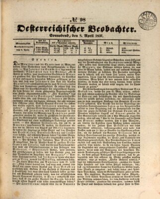 Der Oesterreichische Beobachter Samstag 8. April 1837