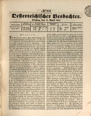 Der Oesterreichische Beobachter Dienstag 11. April 1837