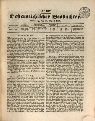 Der Oesterreichische Beobachter Montag 17. April 1837