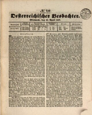 Der Oesterreichische Beobachter Mittwoch 26. April 1837